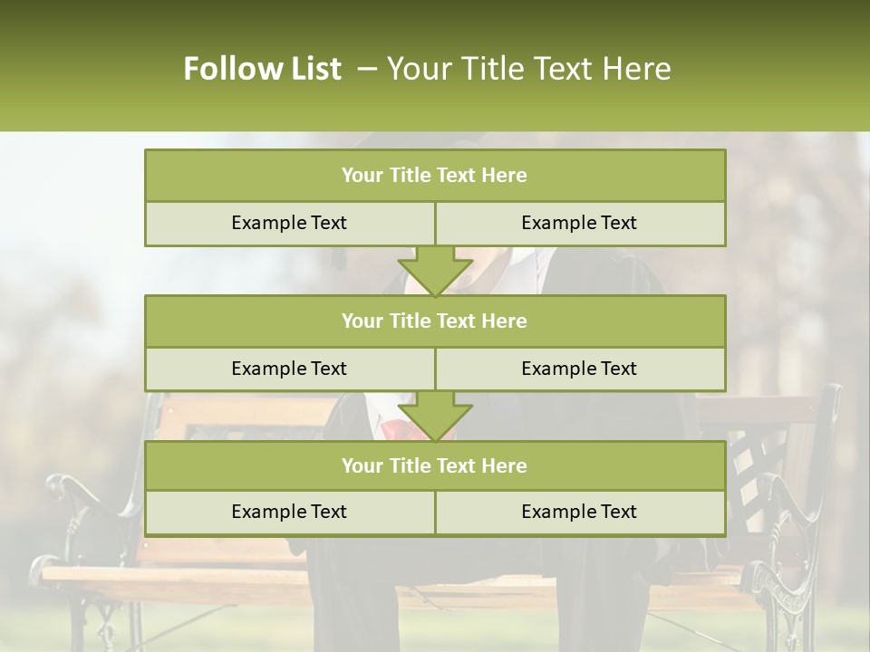 A Man In A Graduation Gown Sitting On A Bench PowerPoint Template