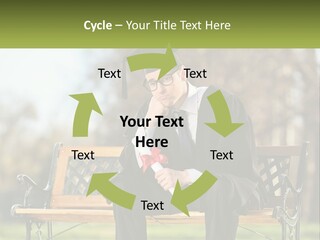 A Man In A Graduation Gown Sitting On A Bench PowerPoint Template