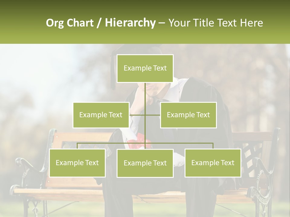 A Man In A Graduation Gown Sitting On A Bench PowerPoint Template