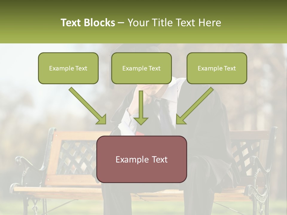 A Man In A Graduation Gown Sitting On A Bench PowerPoint Template