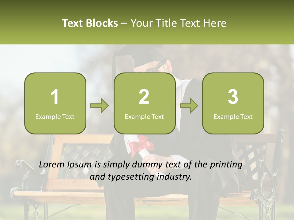 A Man In A Graduation Gown Sitting On A Bench PowerPoint Template
