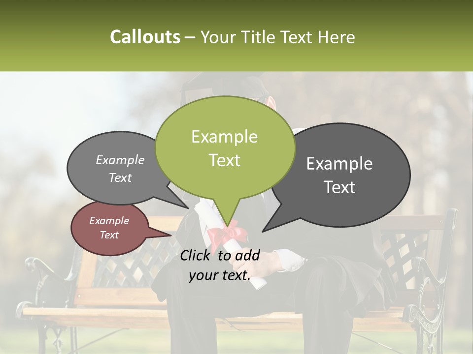 A Man In A Graduation Gown Sitting On A Bench PowerPoint Template