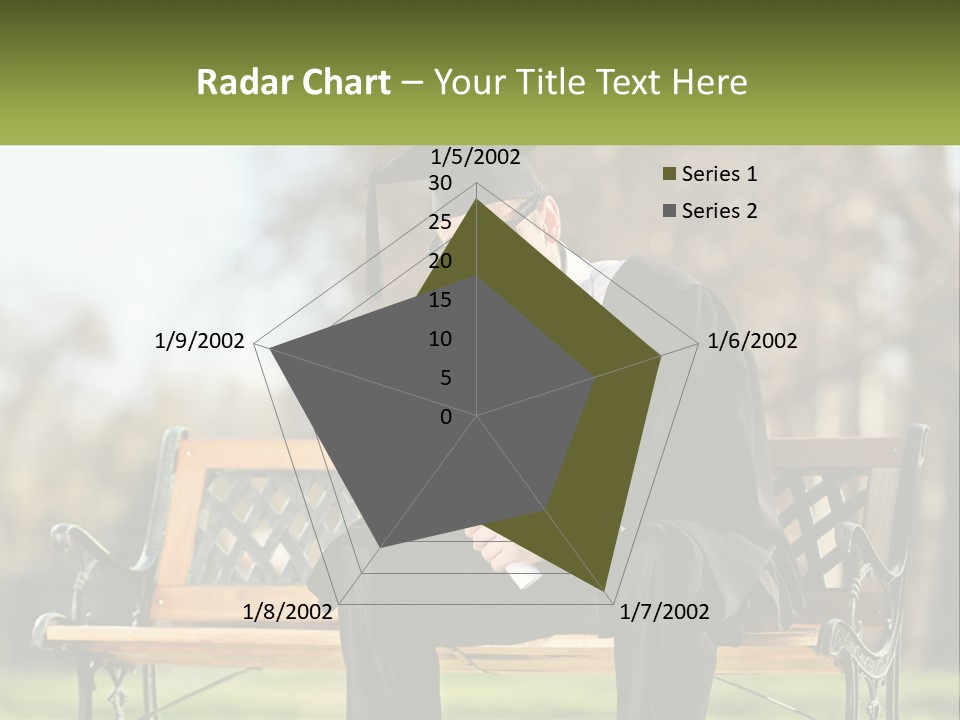 A Man In A Graduation Gown Sitting On A Bench PowerPoint Template