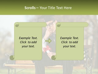 A Man In A Graduation Gown Sitting On A Bench PowerPoint Template