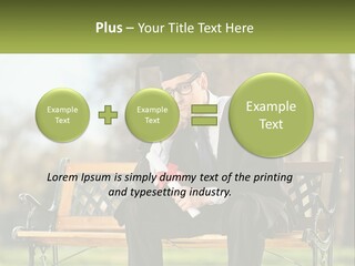 A Man In A Graduation Gown Sitting On A Bench PowerPoint Template