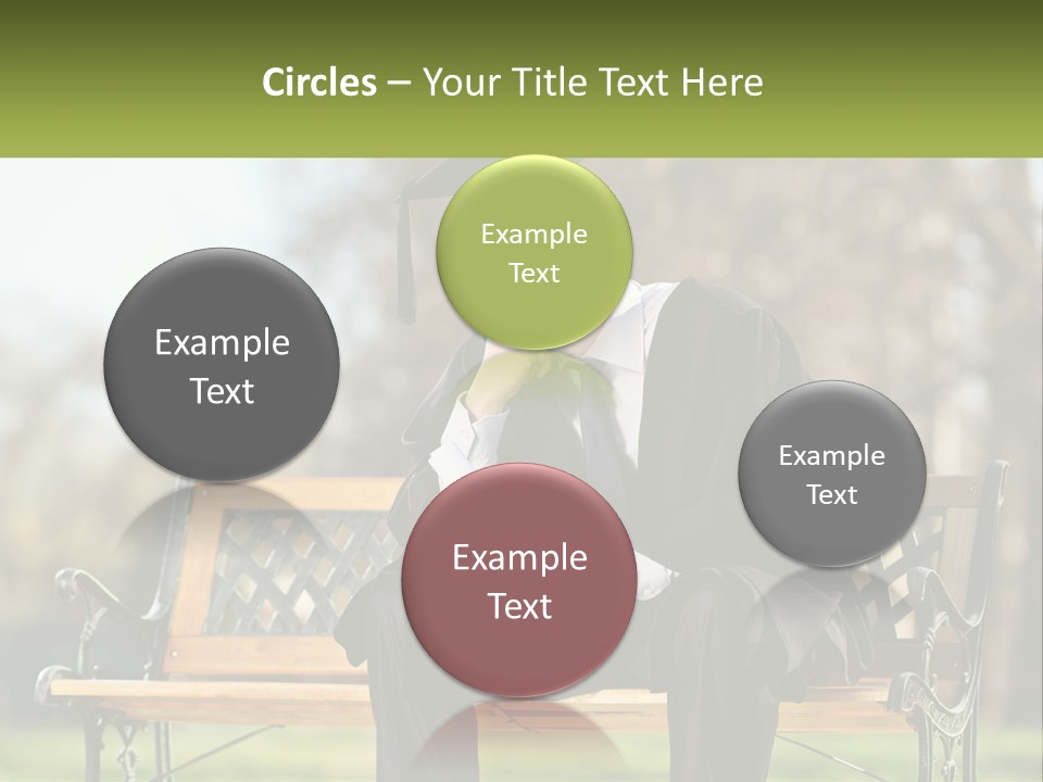 A Man In A Graduation Gown Sitting On A Bench PowerPoint Template