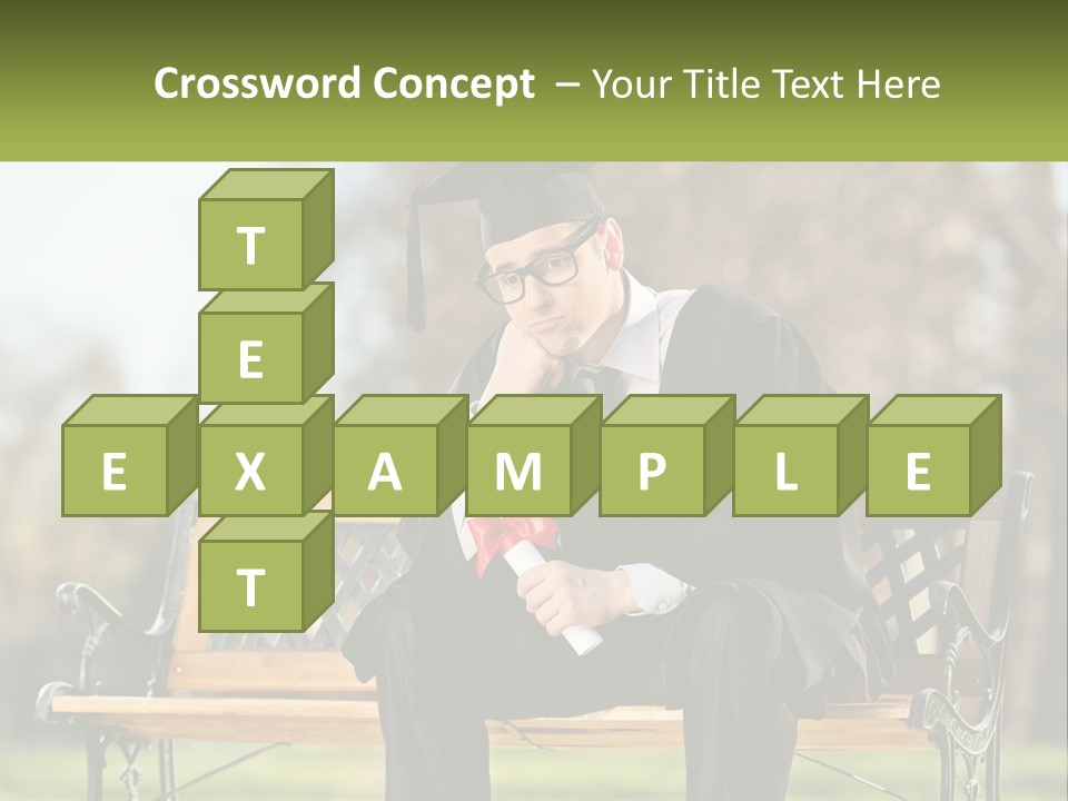 A Man In A Graduation Gown Sitting On A Bench PowerPoint Template