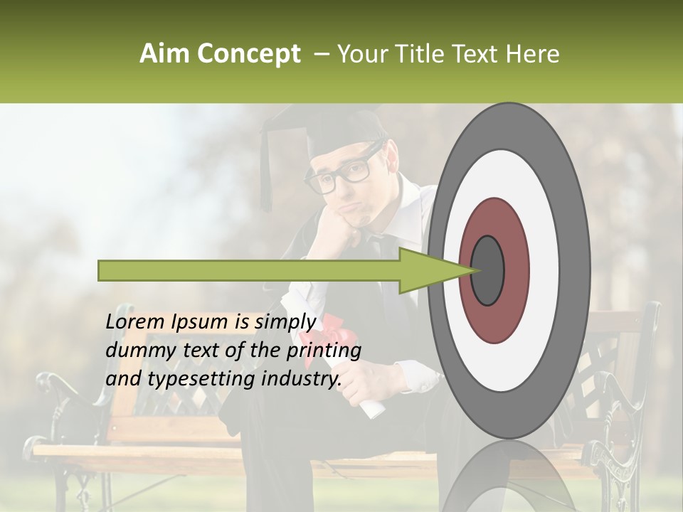 A Man In A Graduation Gown Sitting On A Bench PowerPoint Template