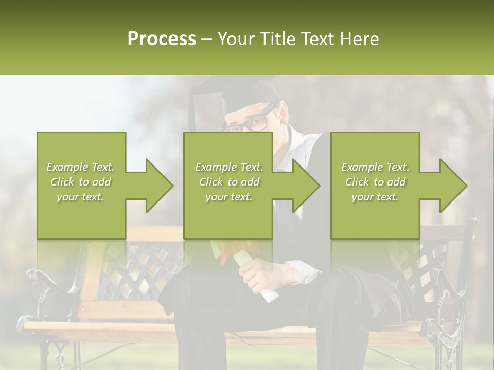 A Man In A Graduation Gown Sitting On A Bench PowerPoint Template