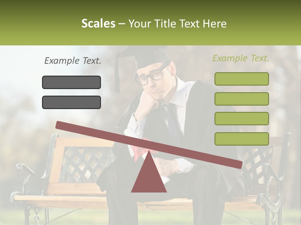 A Man In A Graduation Gown Sitting On A Bench PowerPoint Template