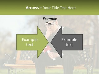 A Man In A Graduation Gown Sitting On A Bench PowerPoint Template