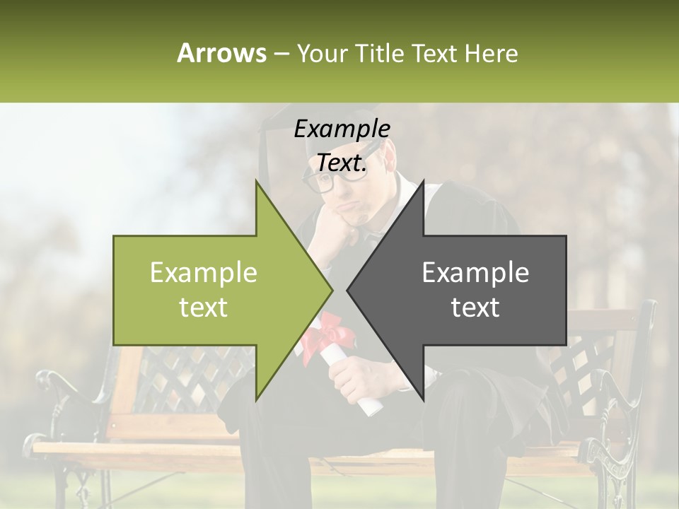 A Man In A Graduation Gown Sitting On A Bench PowerPoint Template