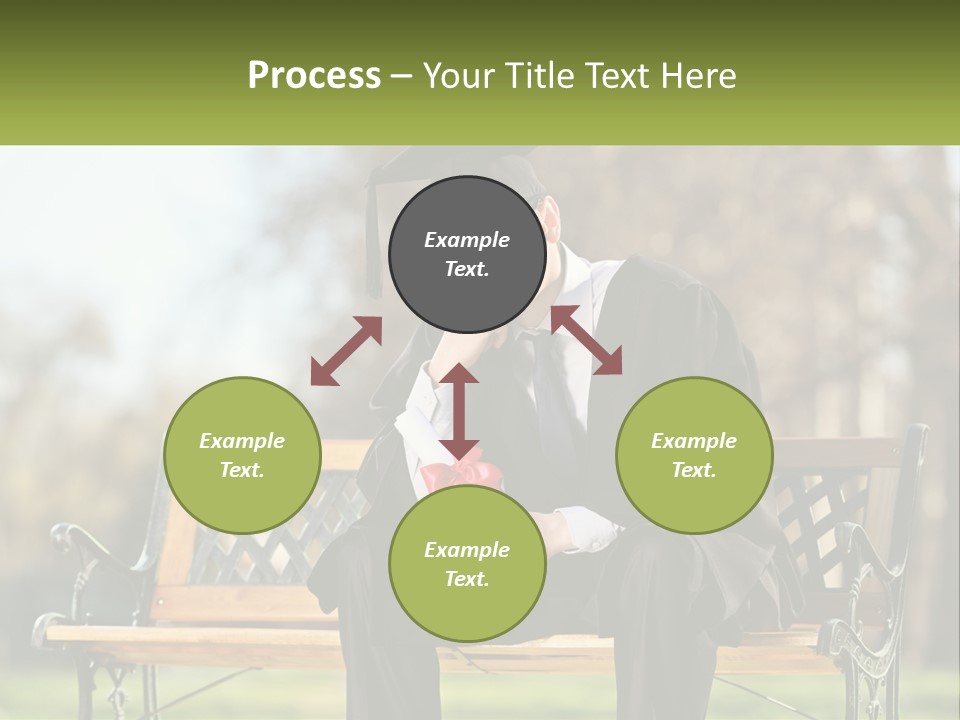 A Man In A Graduation Gown Sitting On A Bench PowerPoint Template