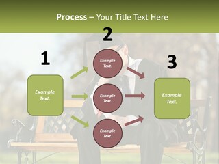 A Man In A Graduation Gown Sitting On A Bench PowerPoint Template