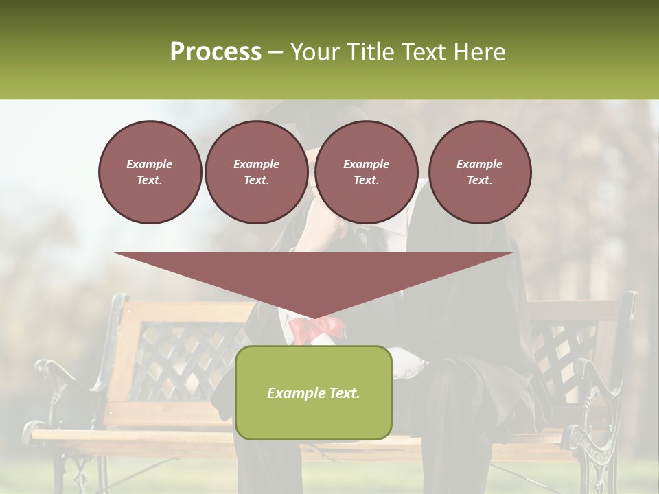 A Man In A Graduation Gown Sitting On A Bench PowerPoint Template