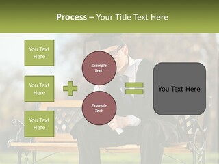 A Man In A Graduation Gown Sitting On A Bench PowerPoint Template