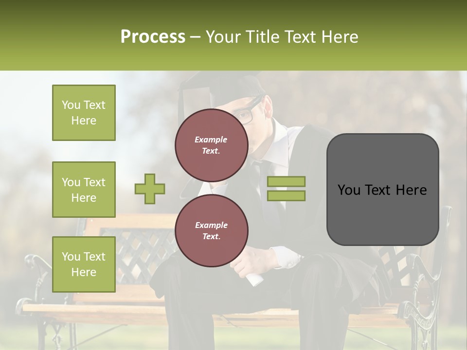 A Man In A Graduation Gown Sitting On A Bench PowerPoint Template