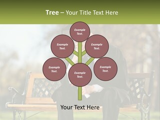 A Man In A Graduation Gown Sitting On A Bench PowerPoint Template