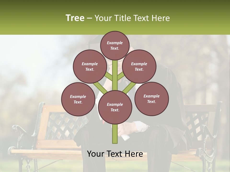 A Man In A Graduation Gown Sitting On A Bench PowerPoint Template