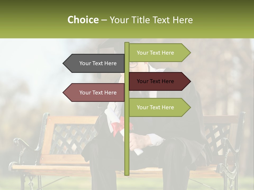 A Man In A Graduation Gown Sitting On A Bench PowerPoint Template