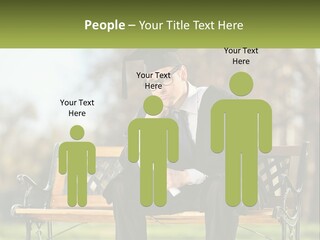 A Man In A Graduation Gown Sitting On A Bench PowerPoint Template