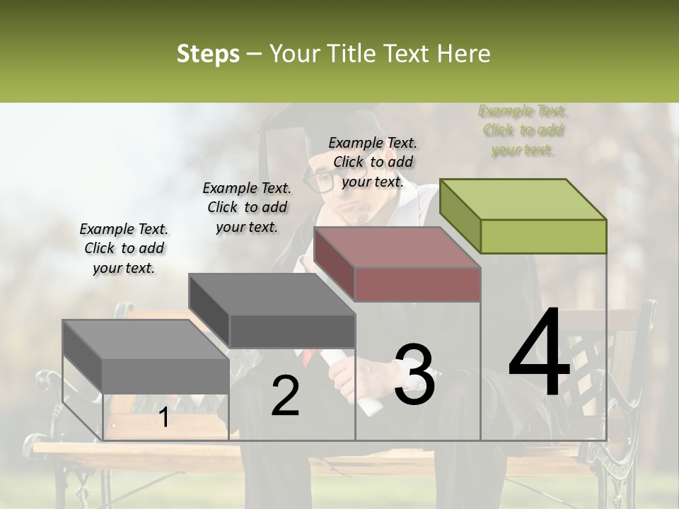 A Man In A Graduation Gown Sitting On A Bench PowerPoint Template