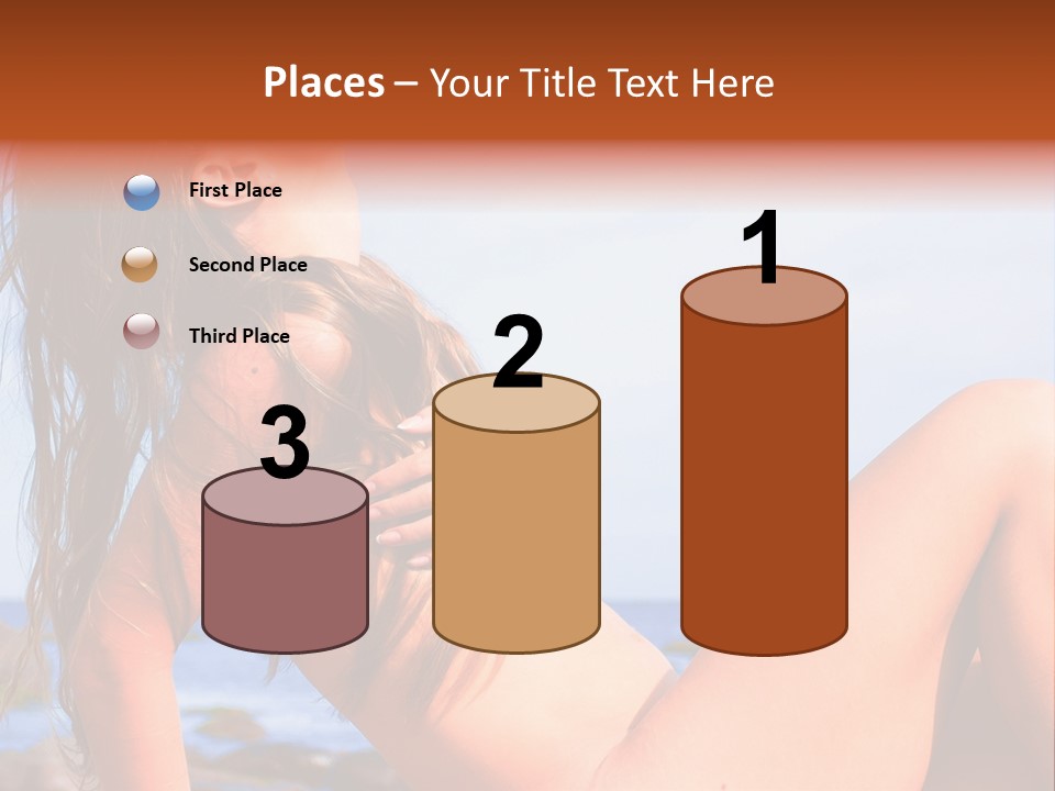 A Woman Is Sitting On The Beach With Her Hair Blowing In The Wind PowerPoint Template