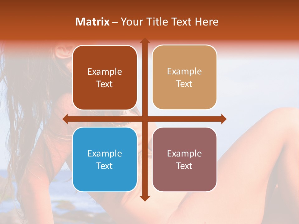 A Woman Is Sitting On The Beach With Her Hair Blowing In The Wind PowerPoint Template