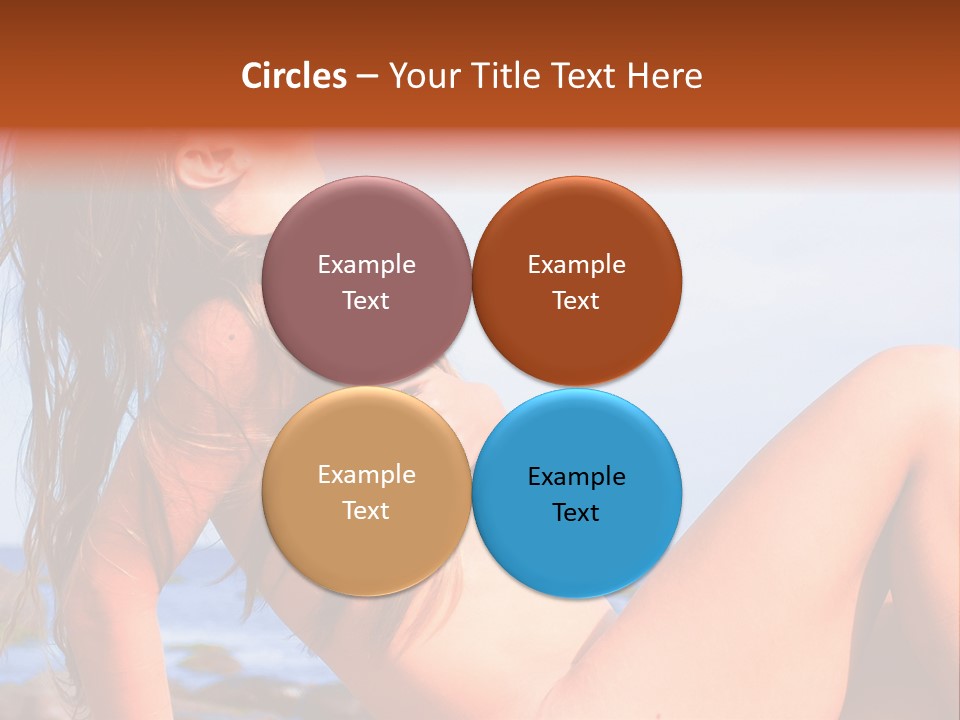 A Woman Is Sitting On The Beach With Her Hair Blowing In The Wind PowerPoint Template