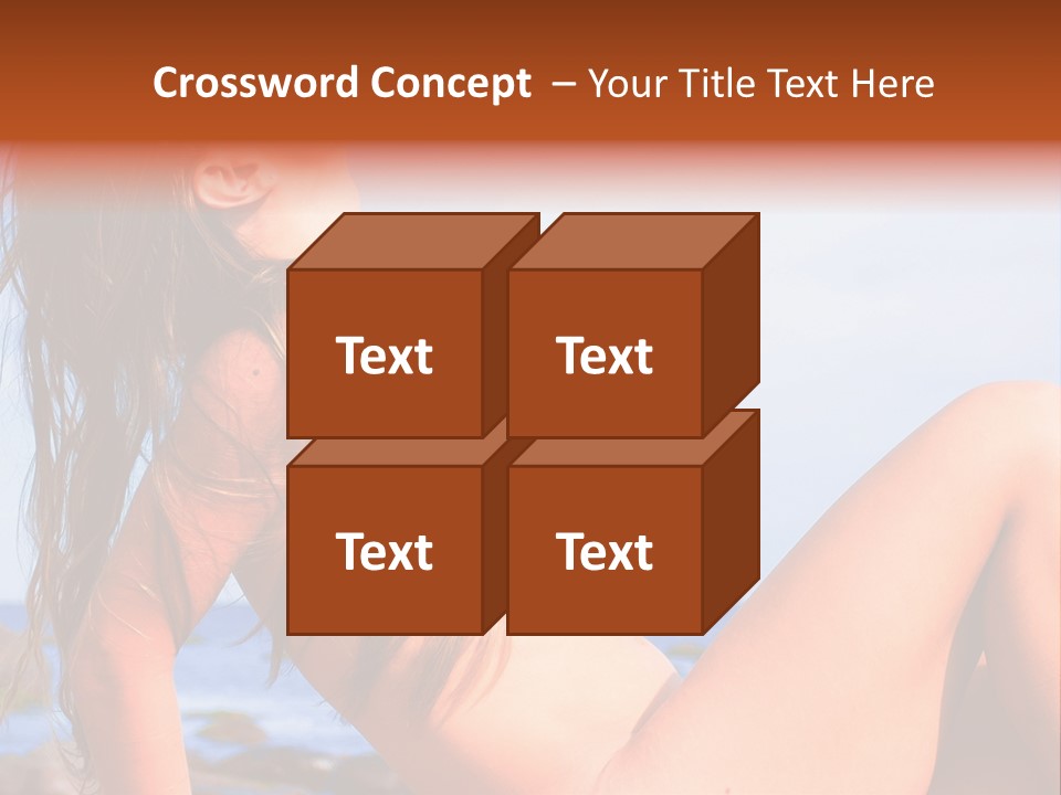 A Woman Is Sitting On The Beach With Her Hair Blowing In The Wind PowerPoint Template