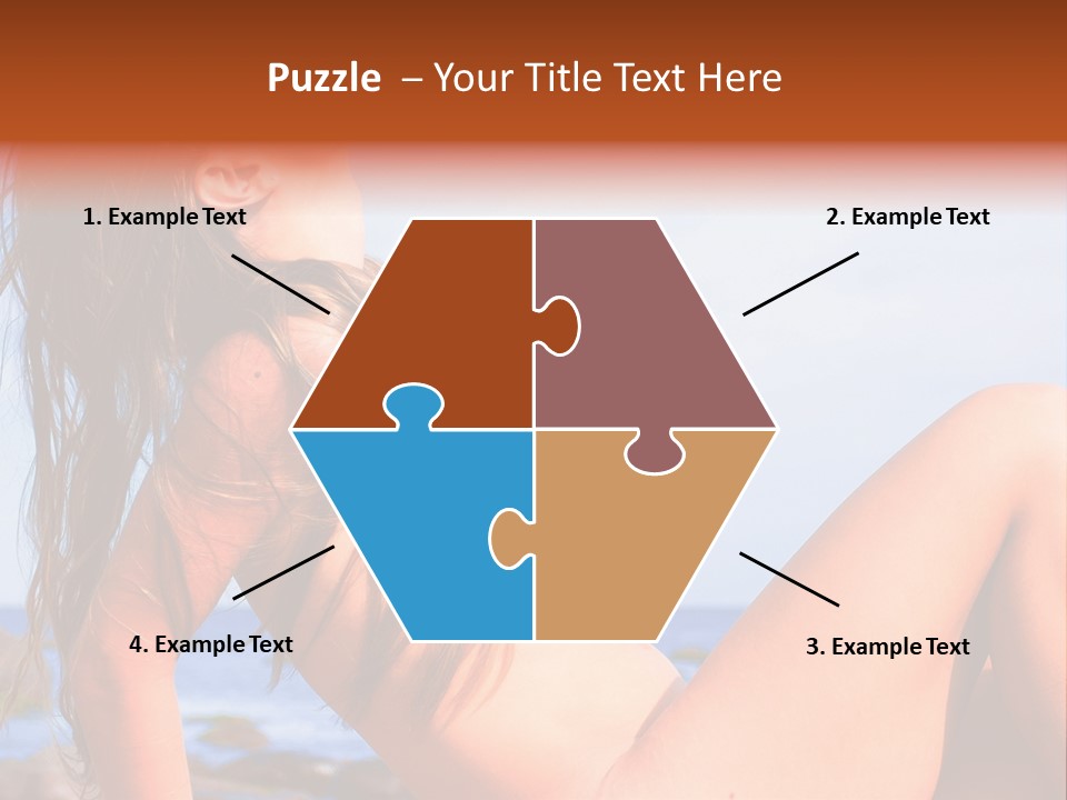 A Woman Is Sitting On The Beach With Her Hair Blowing In The Wind PowerPoint Template