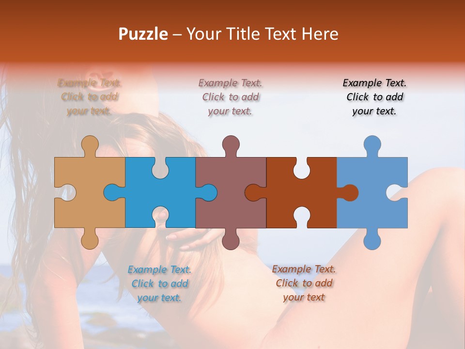 A Woman Is Sitting On The Beach With Her Hair Blowing In The Wind PowerPoint Template