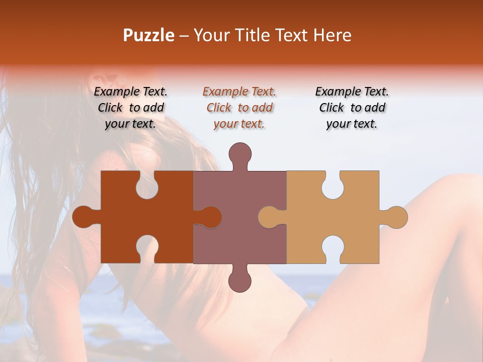 A Woman Is Sitting On The Beach With Her Hair Blowing In The Wind PowerPoint Template