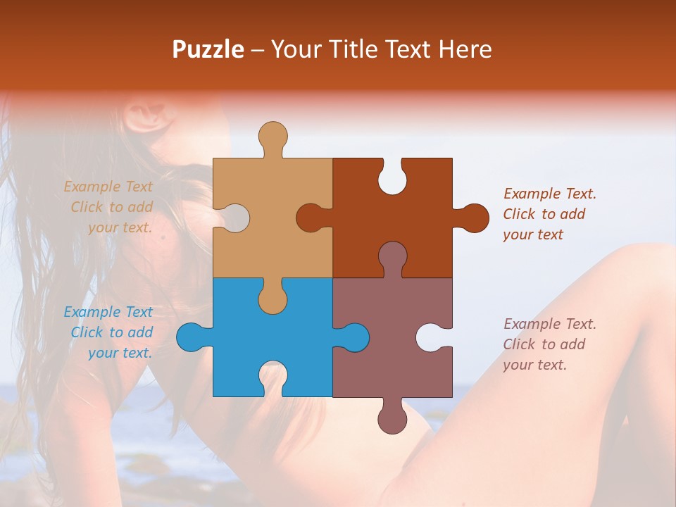 A Woman Is Sitting On The Beach With Her Hair Blowing In The Wind PowerPoint Template