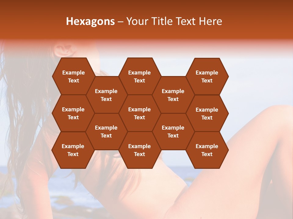 A Woman Is Sitting On The Beach With Her Hair Blowing In The Wind PowerPoint Template