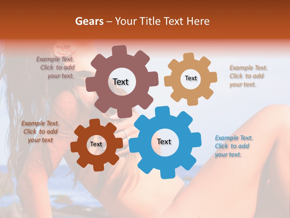 A Woman Is Sitting On The Beach With Her Hair Blowing In The Wind PowerPoint Template