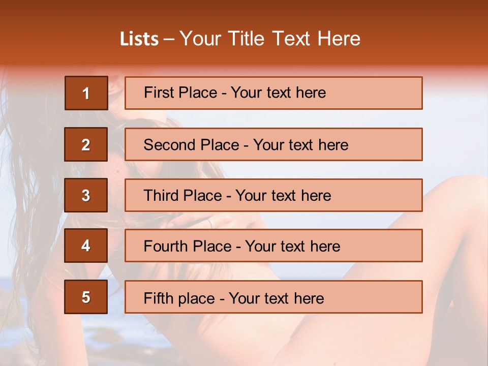 A Woman Is Sitting On The Beach With Her Hair Blowing In The Wind PowerPoint Template