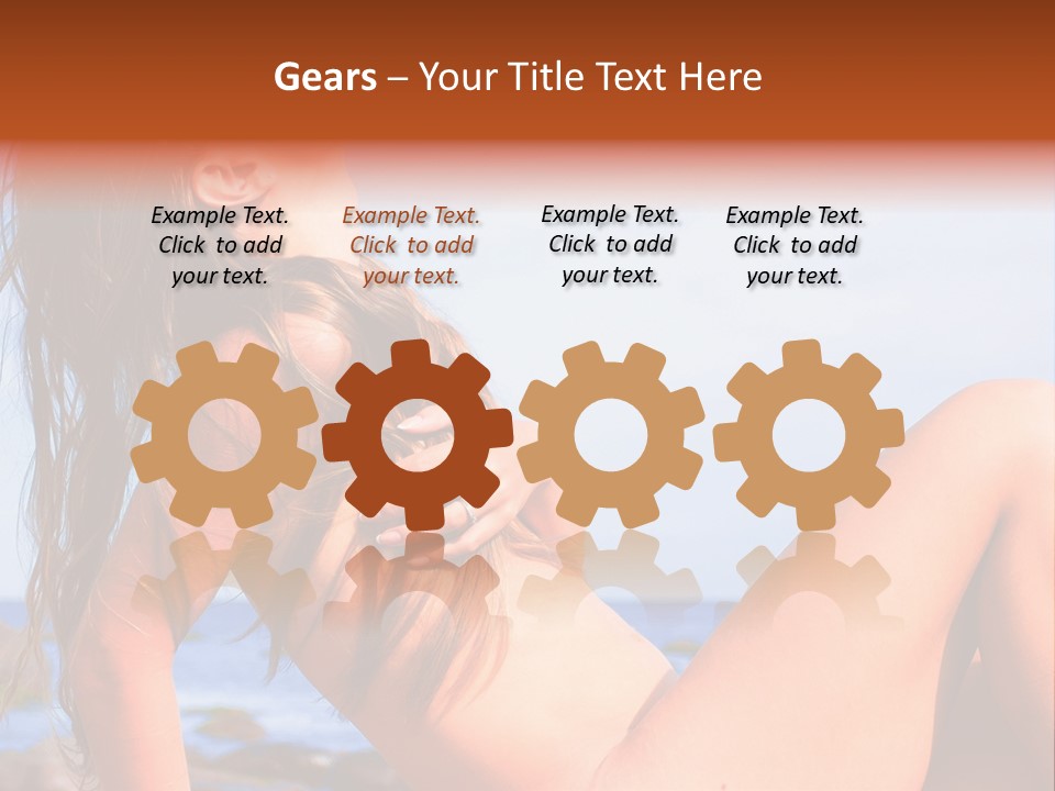 A Woman Is Sitting On The Beach With Her Hair Blowing In The Wind PowerPoint Template