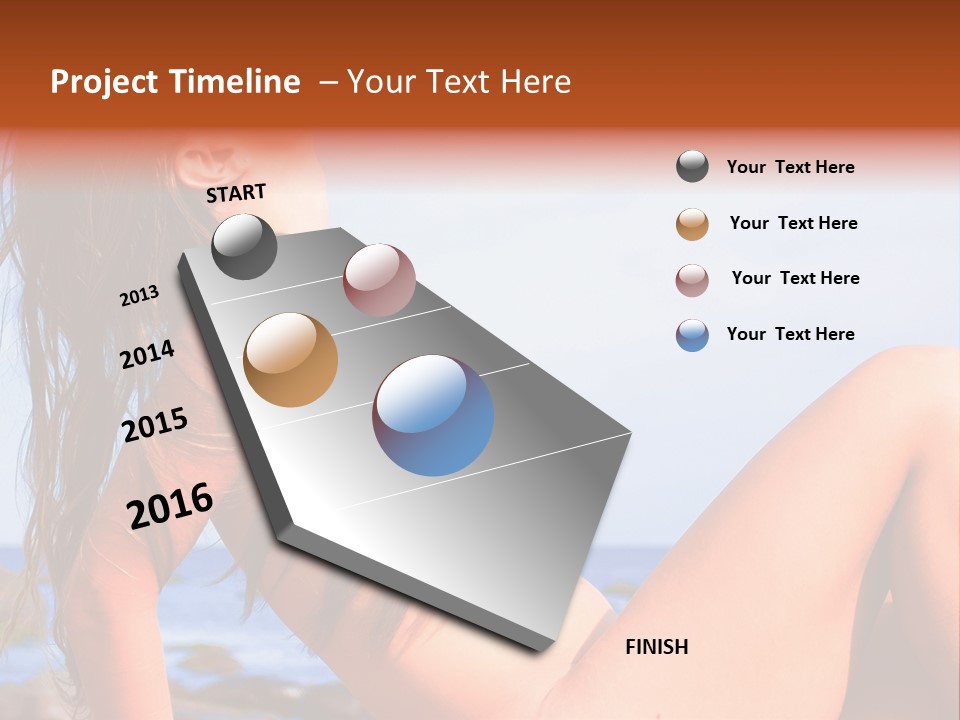 A Woman Is Sitting On The Beach With Her Hair Blowing In The Wind PowerPoint Template