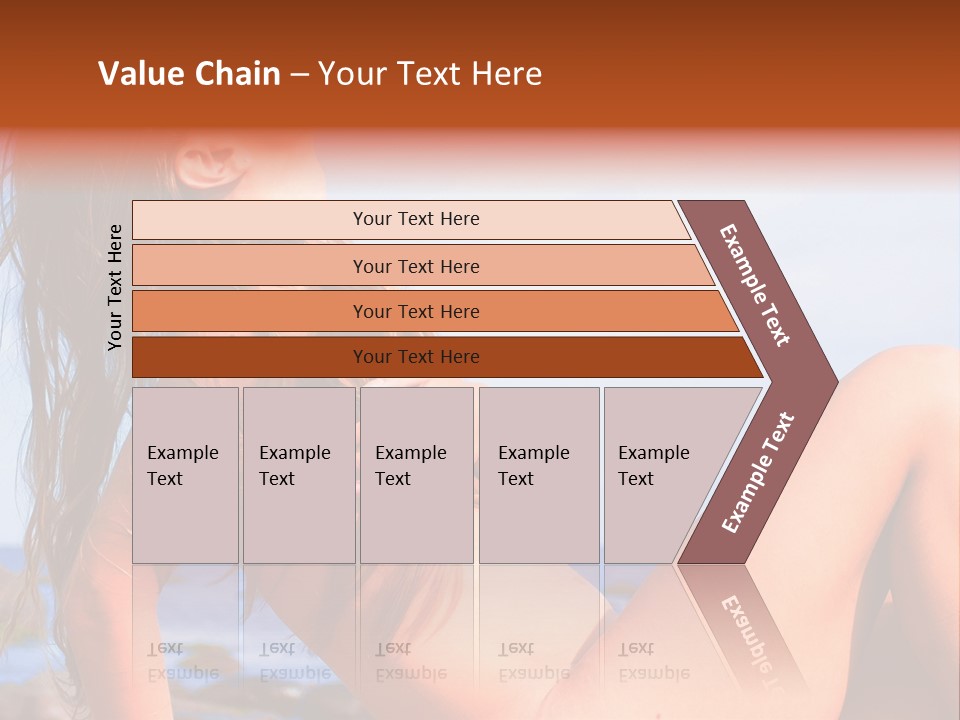 A Woman Is Sitting On The Beach With Her Hair Blowing In The Wind PowerPoint Template