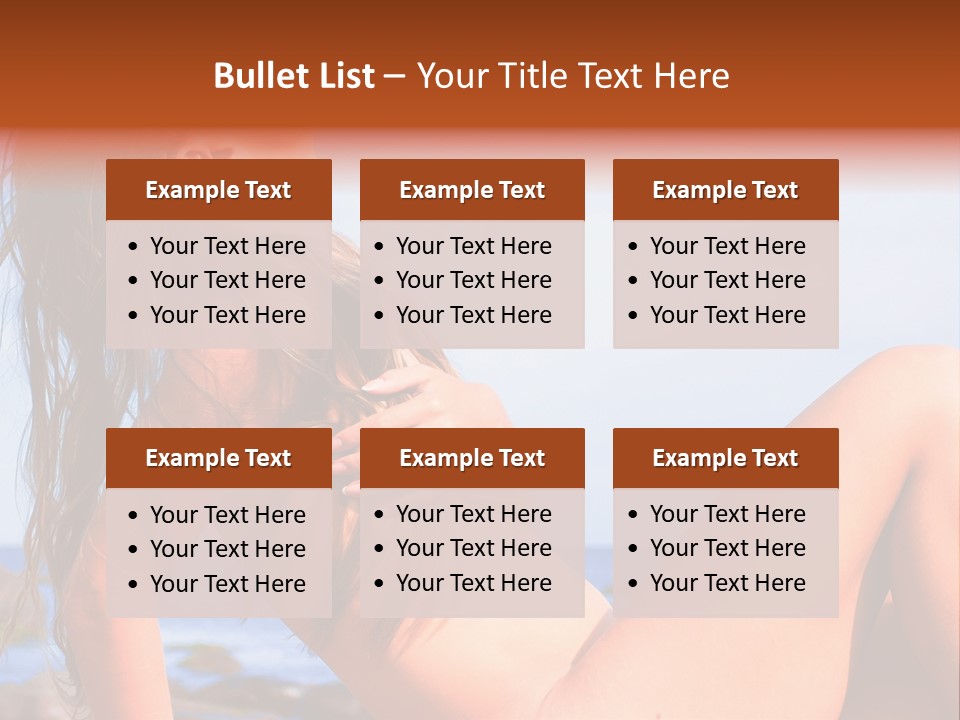 A Woman Is Sitting On The Beach With Her Hair Blowing In The Wind PowerPoint Template