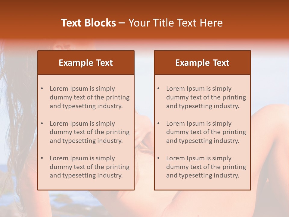 A Woman Is Sitting On The Beach With Her Hair Blowing In The Wind PowerPoint Template