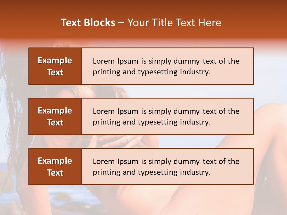 A Woman Is Sitting On The Beach With Her Hair Blowing In The Wind PowerPoint Template