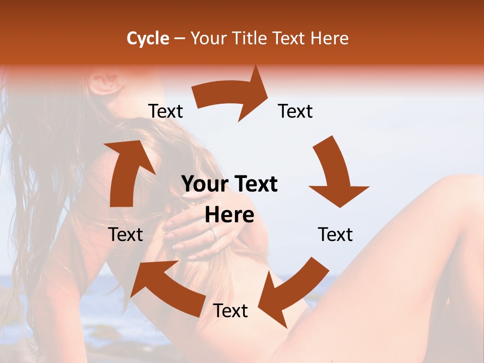 A Woman Is Sitting On The Beach With Her Hair Blowing In The Wind PowerPoint Template