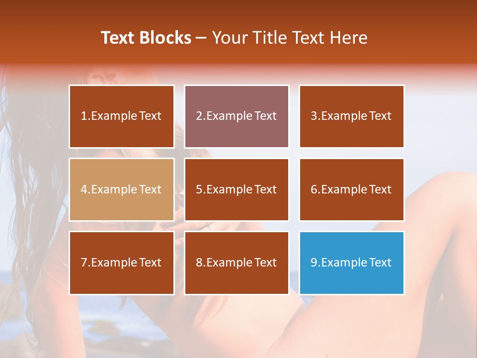 A Woman Is Sitting On The Beach With Her Hair Blowing In The Wind PowerPoint Template