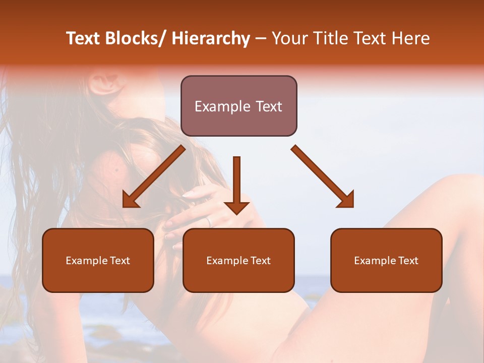 A Woman Is Sitting On The Beach With Her Hair Blowing In The Wind PowerPoint Template