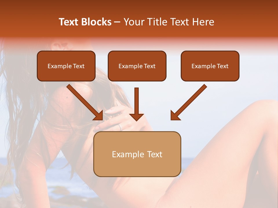 A Woman Is Sitting On The Beach With Her Hair Blowing In The Wind PowerPoint Template