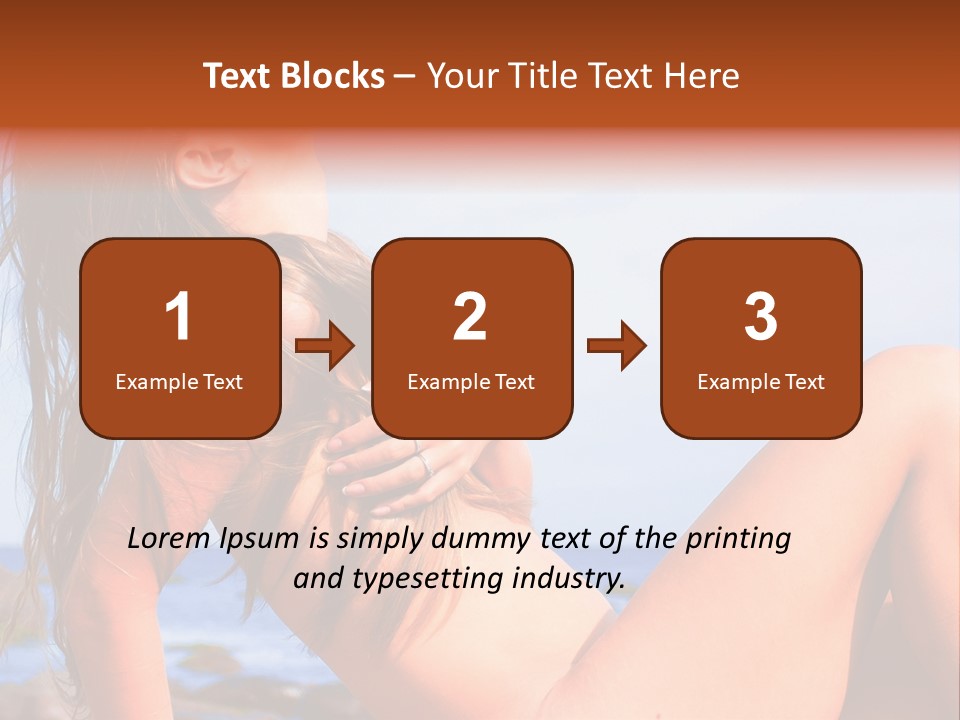 A Woman Is Sitting On The Beach With Her Hair Blowing In The Wind PowerPoint Template