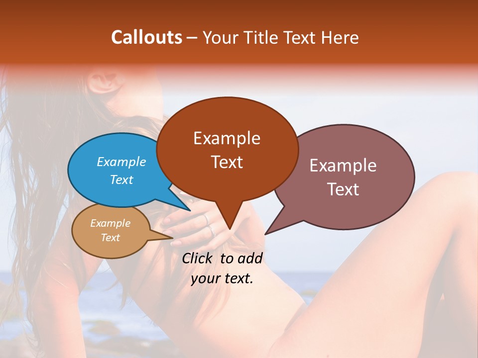 A Woman Is Sitting On The Beach With Her Hair Blowing In The Wind PowerPoint Template