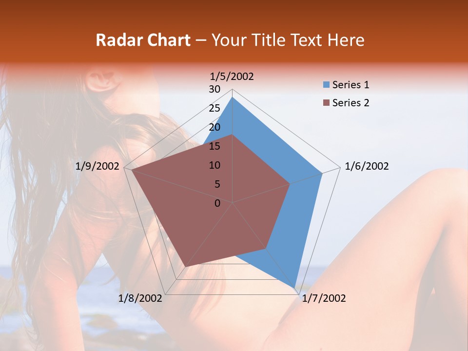 A Woman Is Sitting On The Beach With Her Hair Blowing In The Wind PowerPoint Template